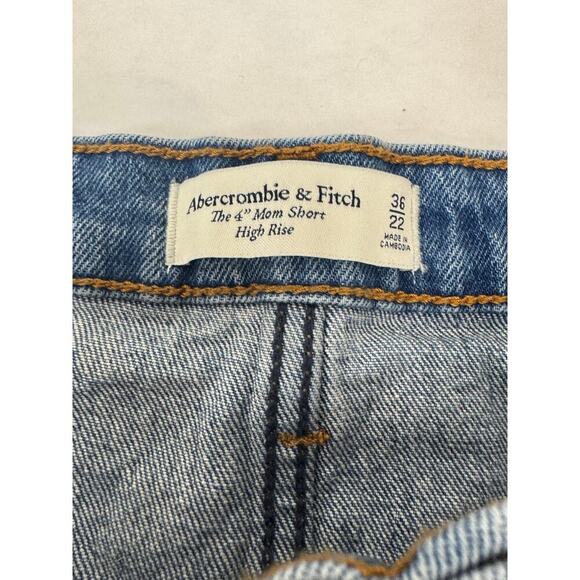 Abercrombie & Fitch Mom High Rise Cut-Off Jeans Shorts Denim Plus Size 36" Waist - Picture 6 of 8